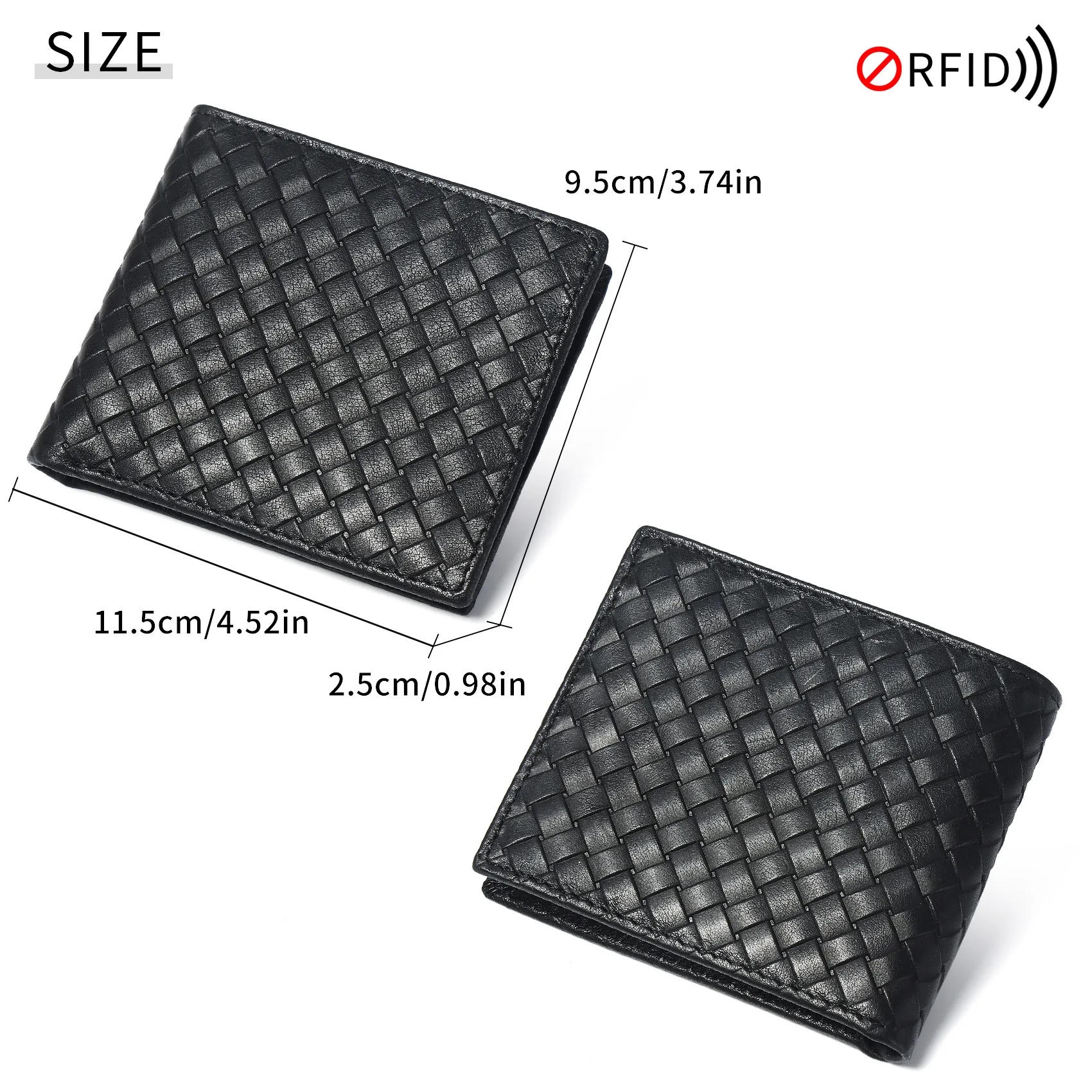 Men's Wallet Luxury Design Card Holder RFID Purse Genuine Leather Simple Purses Vintage Woven Wallet Cowhide Slim Money  Clip