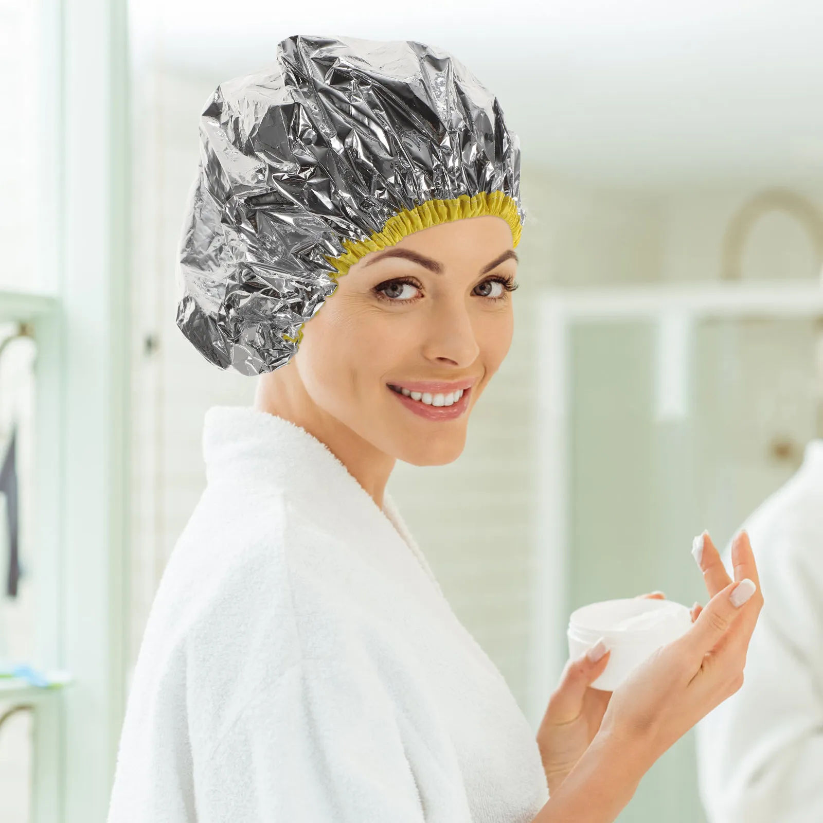 

3Pcs Conditioning Cap Tin Foil Hair Hat for Coloring Perms Deep Conditioning Elastic Processing Caps Spa Beauty