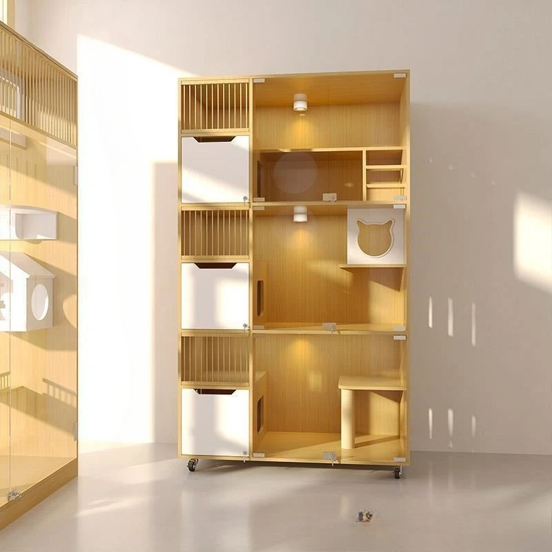 

Home pet cage solid wood cat cabinet, foster villa display cabinet, breeding cage, three-story pet store