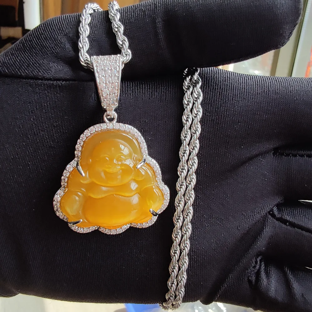 

Rainbow Crystal Laughing Buddha Pendant Charm Opal Necklace For Women Choker Jewelry