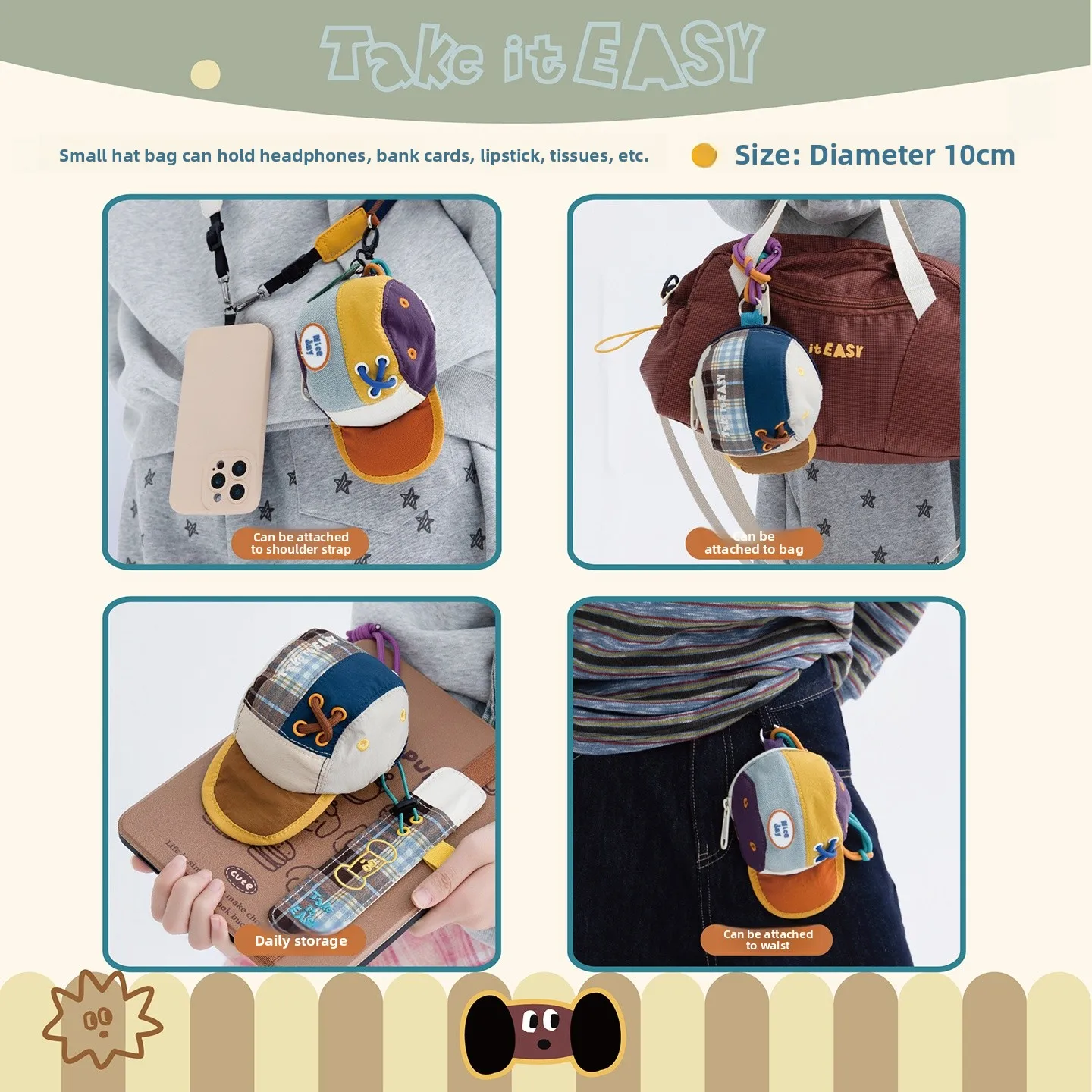  Multi-Functional Hat Earphone Storage Bag Lovely Pendant Coin Purse Youth Fashion Korean Style Hard Coin Wallet for All