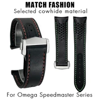 Correa de reloj de piel de becerro de 19mm, 20mm, 21mm para Omega Speedmaster 310 311 Racing Seamaster 300 Aqua Terra 150, correa de piel de vaca