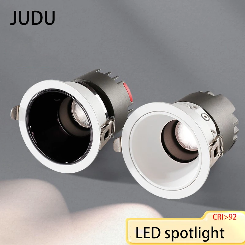 

LED Spotlights COB 7W 12W Spot Light 75mm Hole Ceiling Lamp White Black Wall Washing 110V 220V Foco For Living Room Home Kitchen