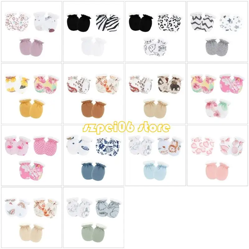

45BF 3 Pair Soft Baby Mittens Scratch Proof Design For Newborns Infant Hand Protectors Warm Breathable Gloves