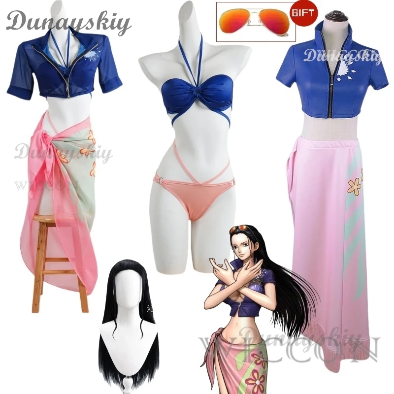 ชุดเซ็กซี่ชุดคอสเพลย์ผู้หญิงนิโคโรบิน, ชุดเครื่องแบบชุดว่ายน้ำวิกแว่นตาวิกผมฮาโลวีนคาร์นิวัลปาร์ตี้