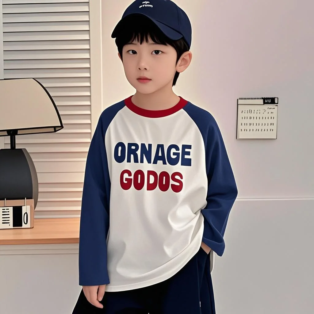 Baumwoll-T-Shirts für Babys, Jungen und Mädchen, farbblockierende Langarm-T-Shirts, lässige Mode, Kinderkleidung, Basishirts – Detail 5
