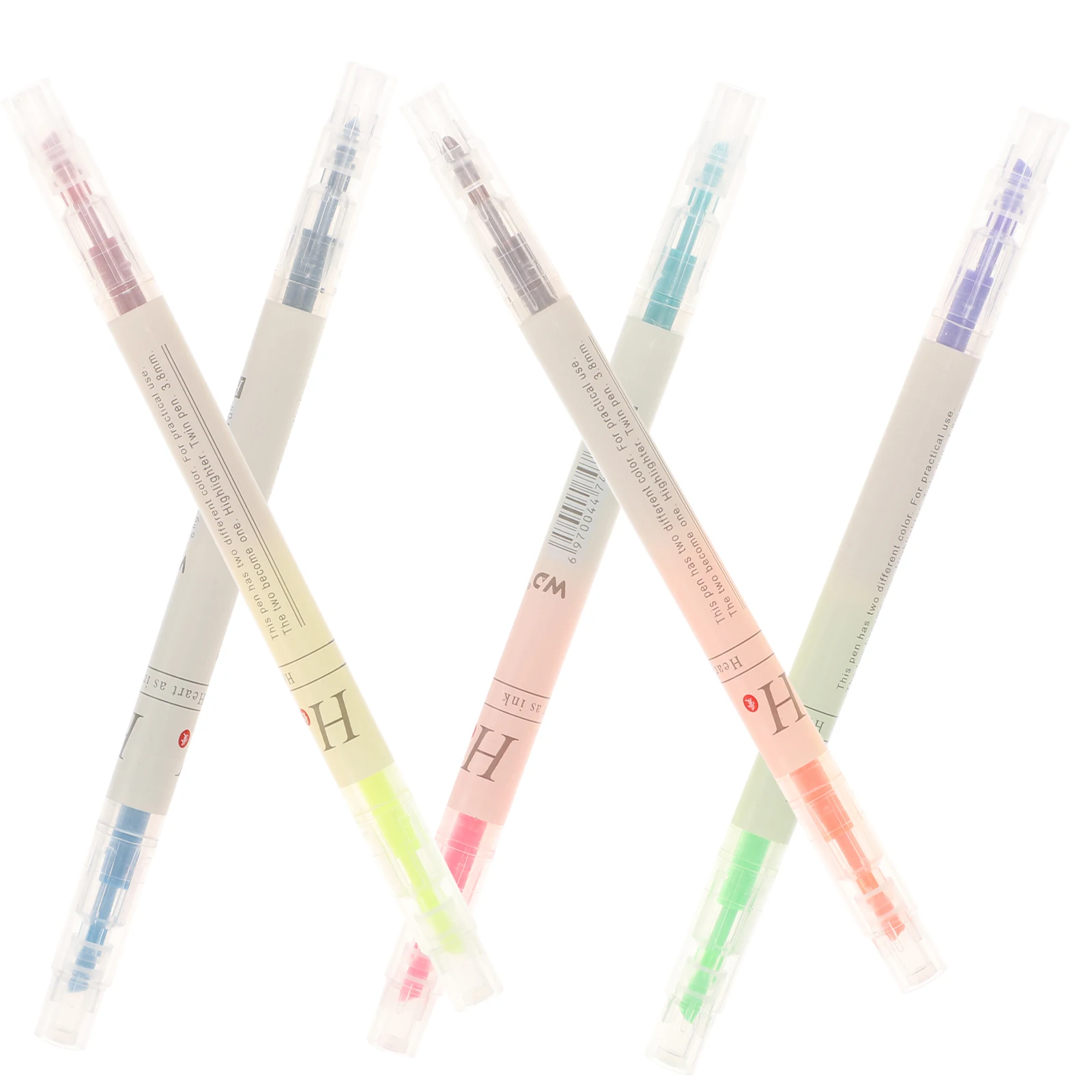 

5pcs Round Head Double Highlighter Pen Tip Colored Markers Colored Marker Fluorescent Bright Colors Transparent Case