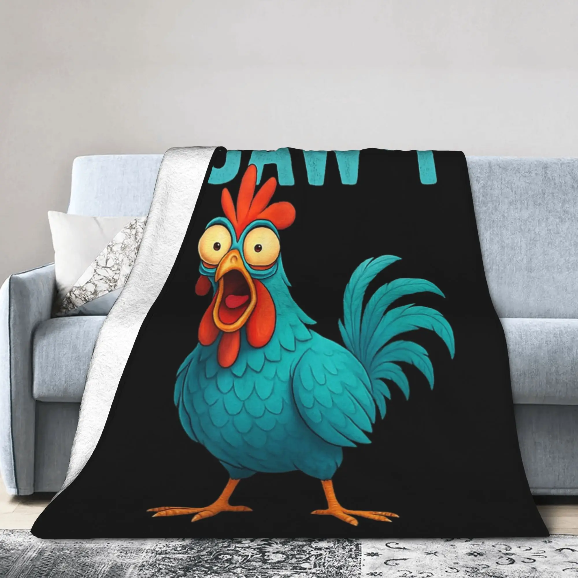 

F-Caw-F Funny Chicken FCAWF Humor Rooster Blankets Velvet Summer Ultra-Soft Throw Blanket for Bedding Office Plush Thin Quilt