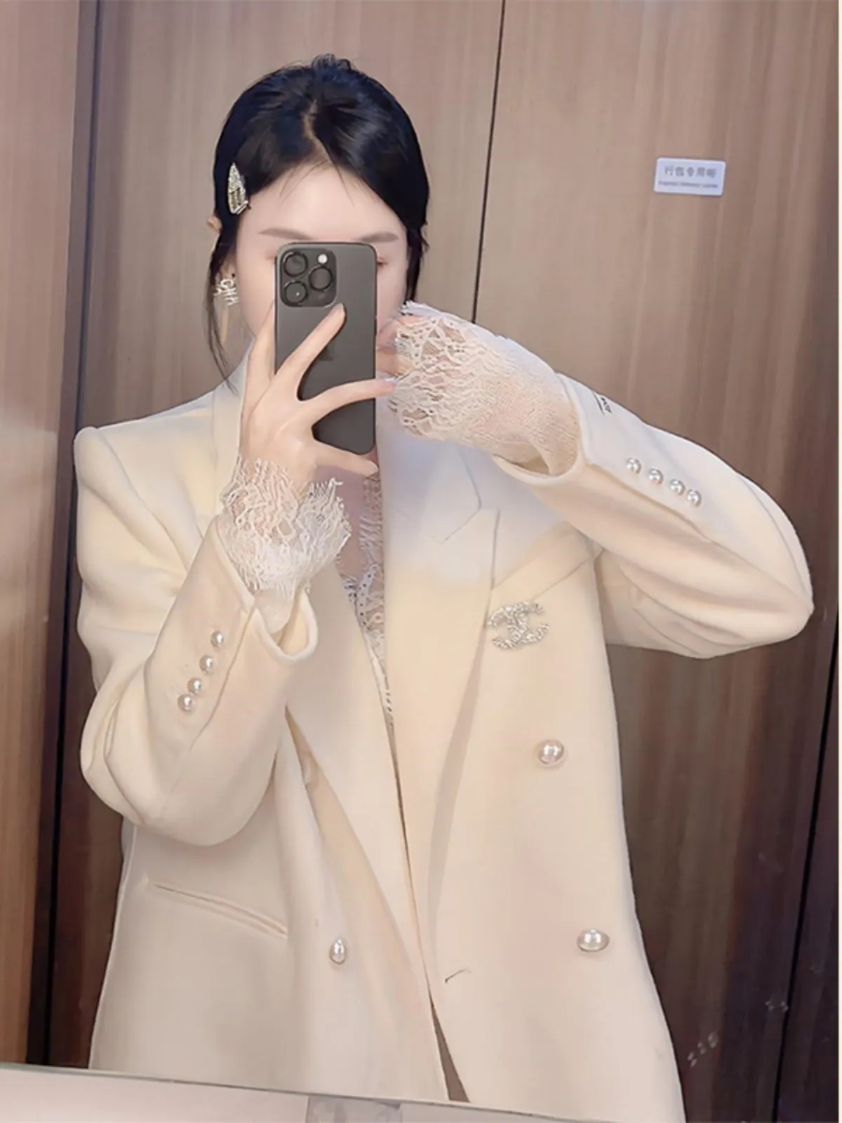 

Chic ort White Suit Jaet Commute Sle Ele Autumn Faion Small Fraance Wind Outerwear for Women in plus Sizes