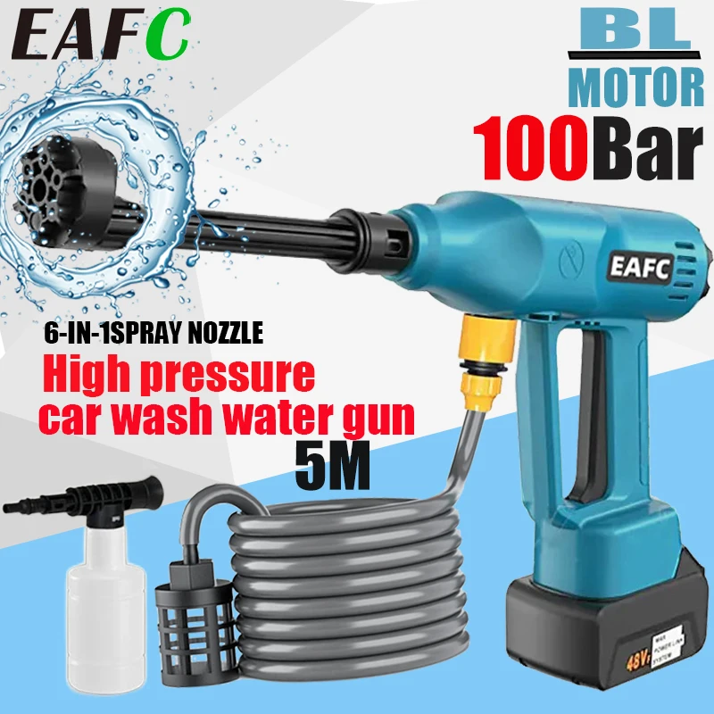 EAFC Brushless High Pressure Car Washer 100Bar Spray  Water Gun Washing Foam Wireless Car Wash Gun for Makita  Battery Spray Gun