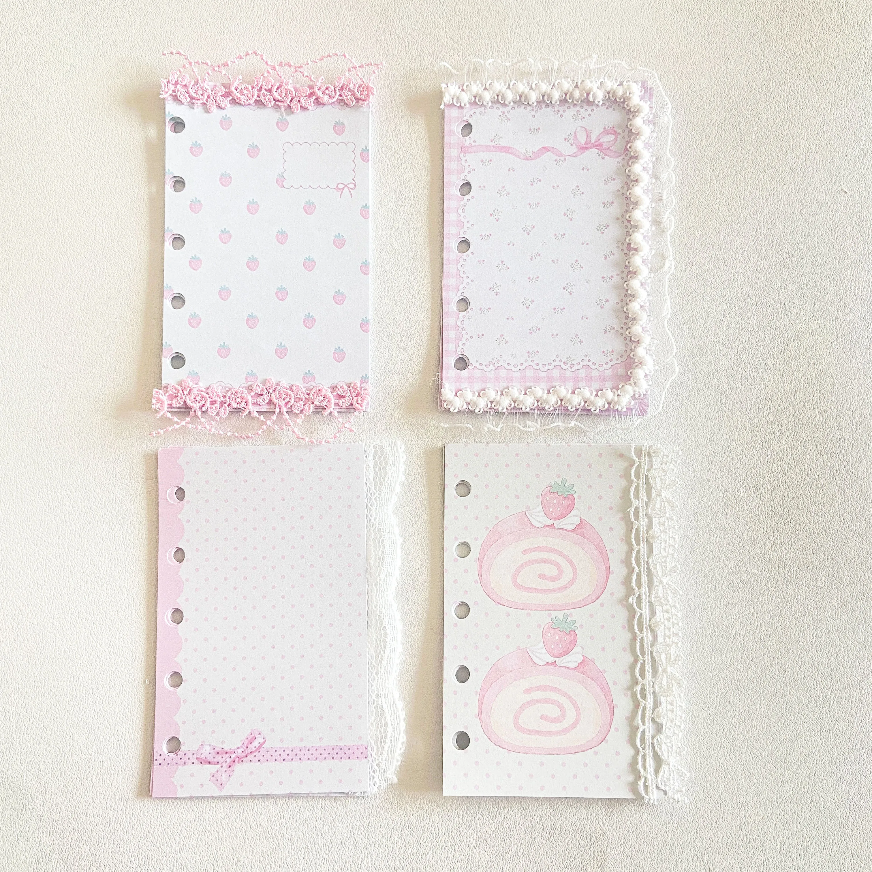 Berry Dessert Kawaii Refill Paper  Pocket Size M5 A6 A7 Lace Decor Loose Leaf Planner Diary Insert Pre-Punched Journal Pages