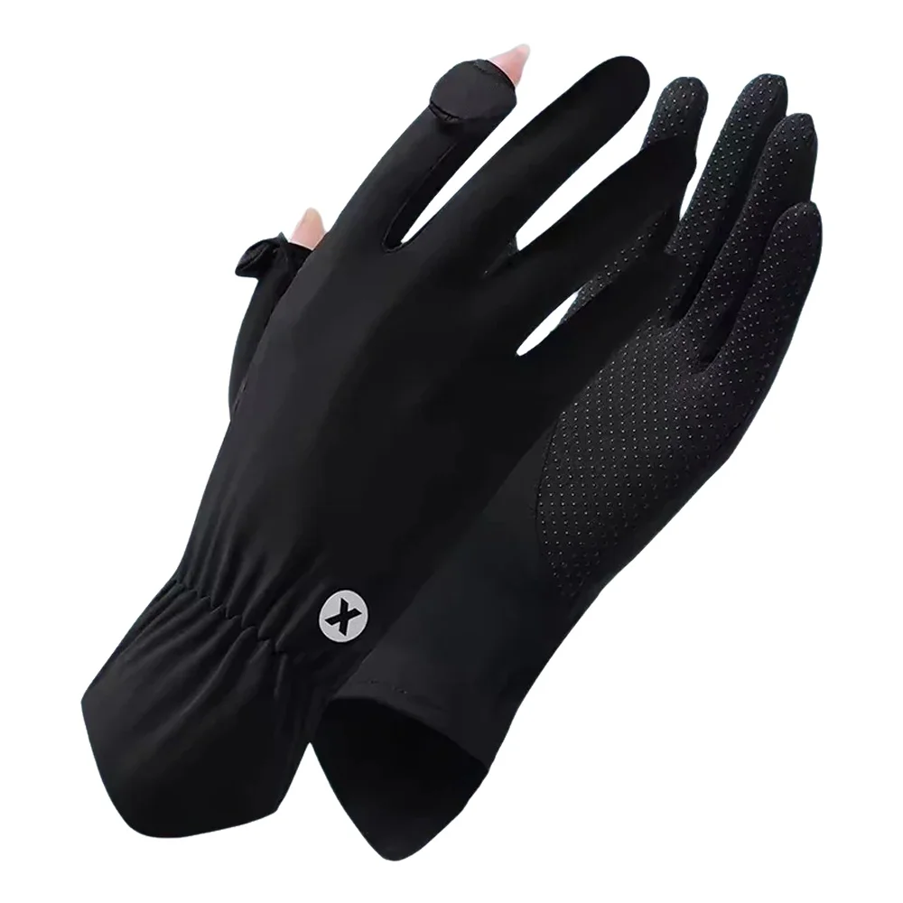 AliExpress Summer Ice Silk Cool Breathable Gloves for Outdoor Driving and Cycling UV Resistant Touch Screen Flip Elastic Protective Gloves
