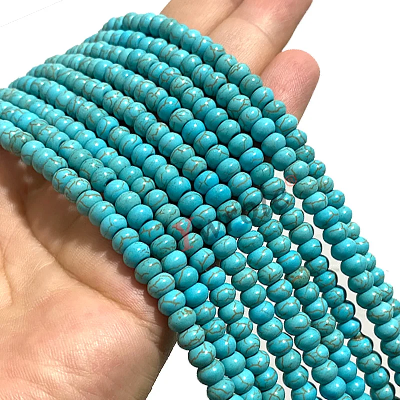 5x8mm Blue Howlite Abacus Turquoise Loose Spacer Stone Beads For Jewelry Making DIY Bracelet Handmade Accessories 15''