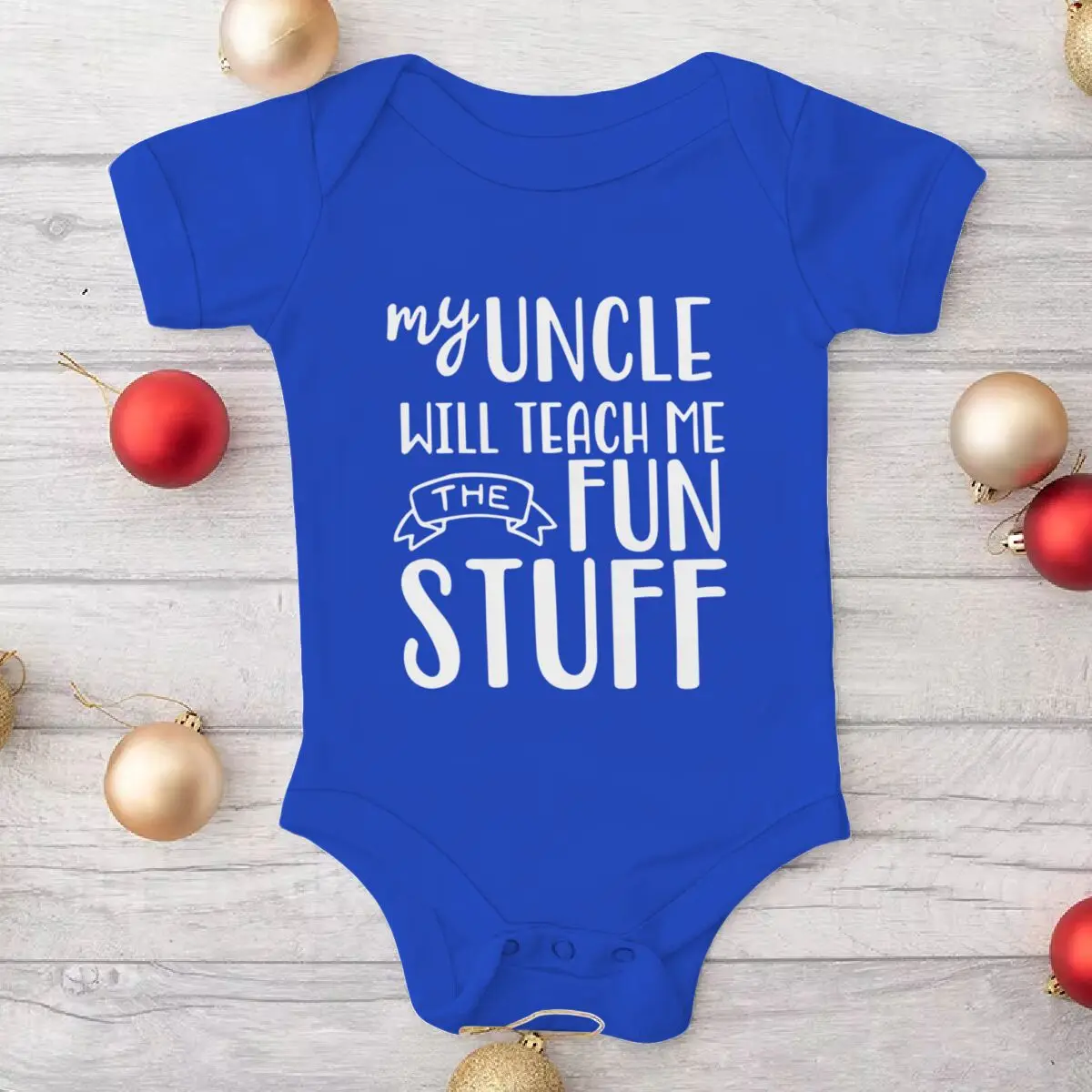 Soft Cotton Newborn Bodysuits My Uncle Will Teach Me The Fun Stuff Print Baby Boy Girls Clothes Gift From Uncle High Quality Top