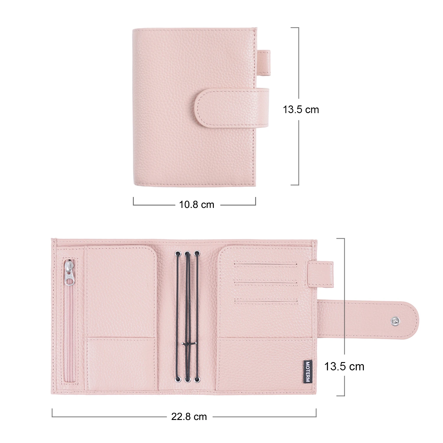 Mototerm companheiro de viagem diário passaporte tamanho notebook genuíno pebbled grão organizador do couro com fecho duplo snap