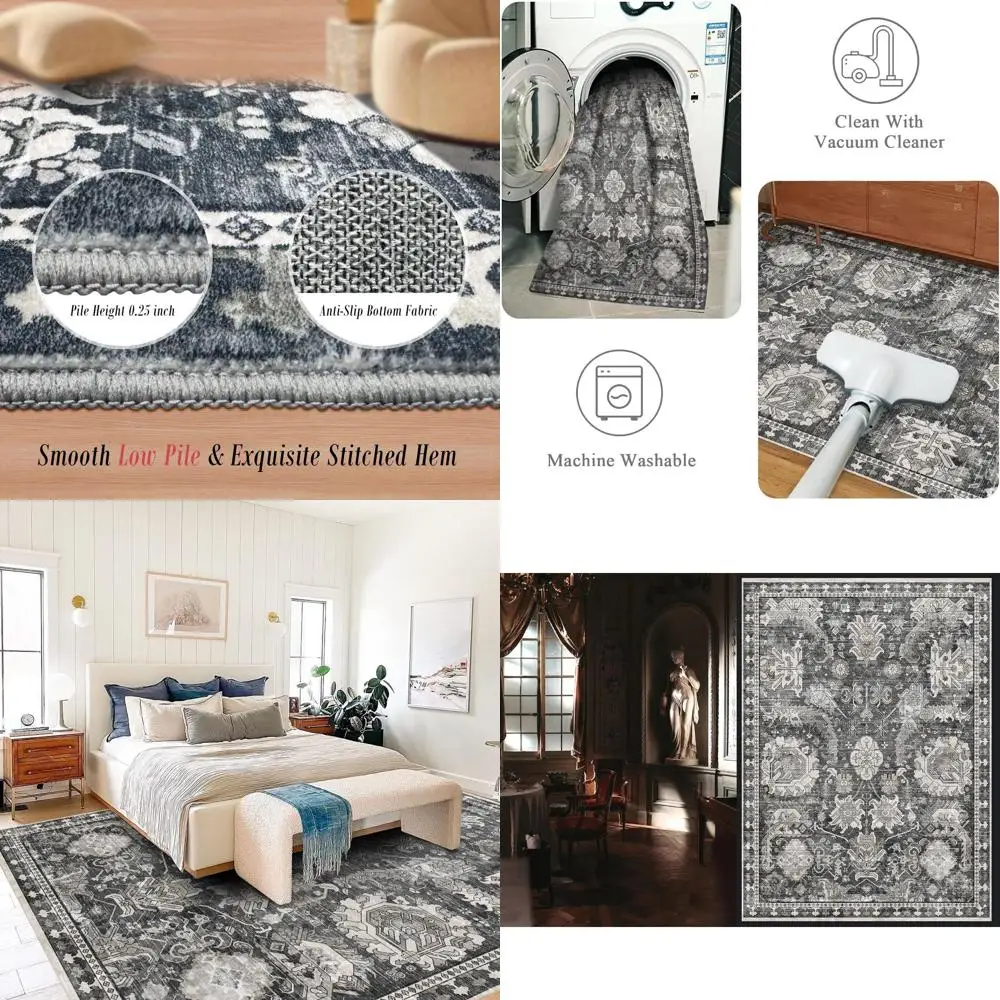 

5x7 Washable Area Rugs - Perfect Resistant Rug for Living Room, Bedroom, Kids Room, Nursery - Stain & Water Resistant Non-Slip,