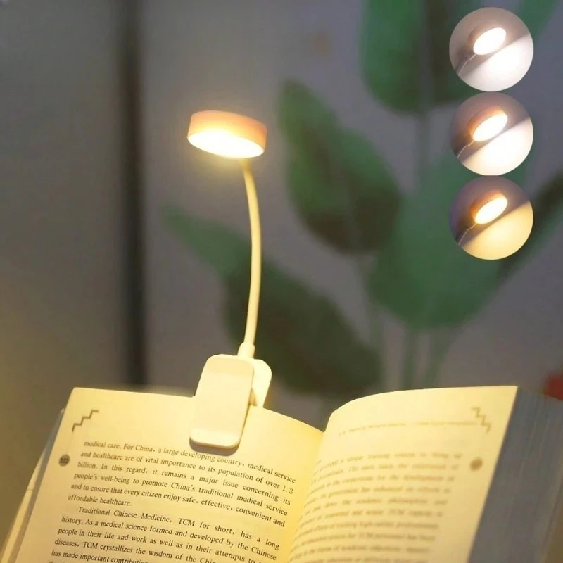 Reading Light Clip On LED Book Light, Battery Operated 3 Color Temperatures Dimmable Rotatable for Fish Tank Aquarium Bedroom