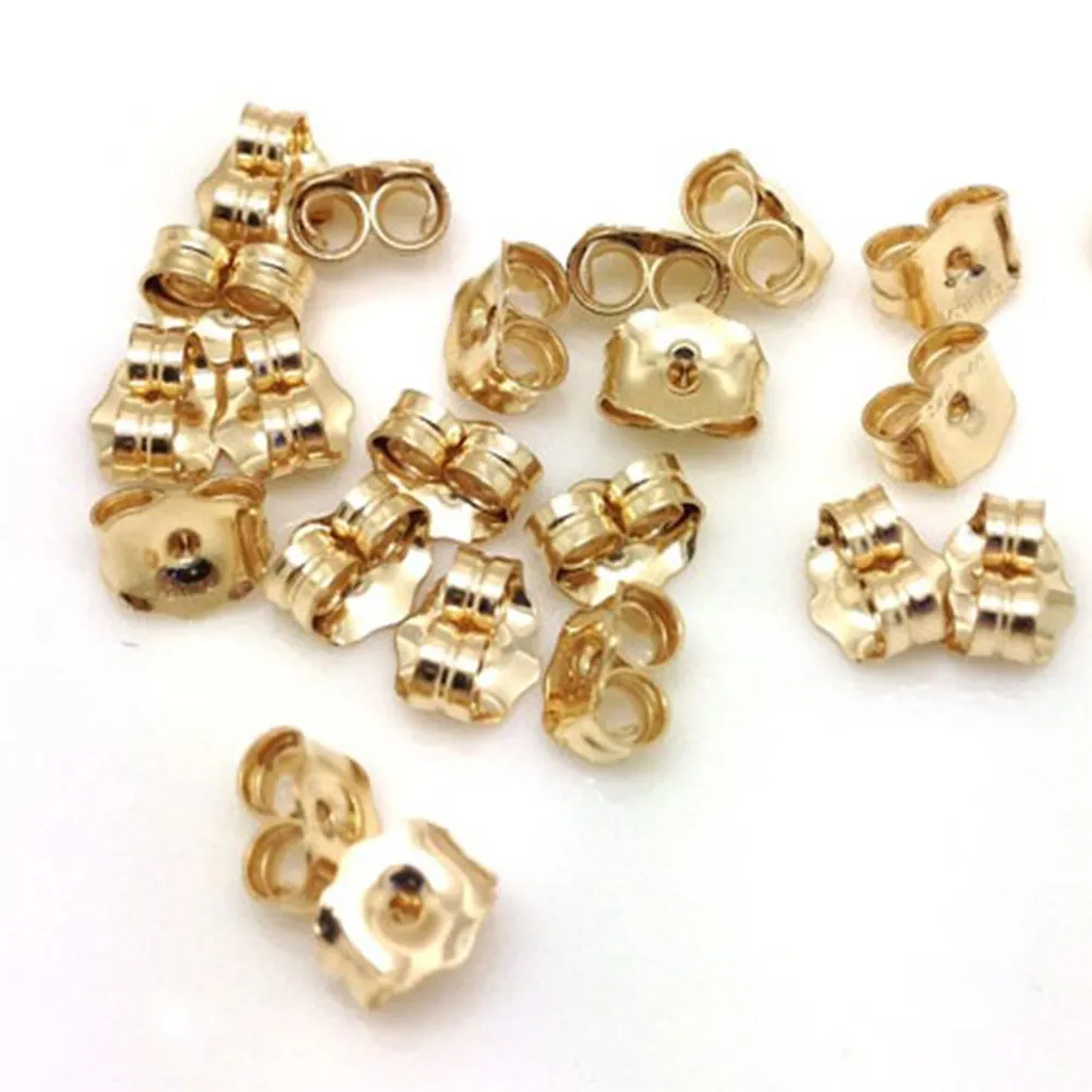 14K Gold Earring Backs 6Pcs Secure Replacement Stoppers for Stud Post Hook Earrings Jewelry Making