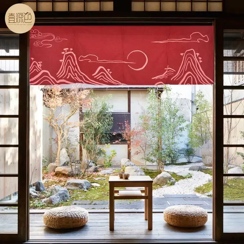 Japanese Crane Horizontal Door Curtain Restaurant Decoration Short Curtain Bar Counter Restaurant Kitchen Curtain Noren