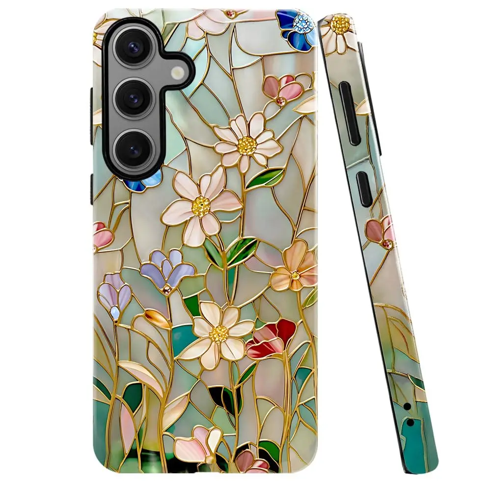 Case for Samsung Galaxy S23 Ultra,Purple Floral Crow Bookshelf Phone Case Drop Resistant Glossy 2 in 1 Solid Dual-Layer Cover