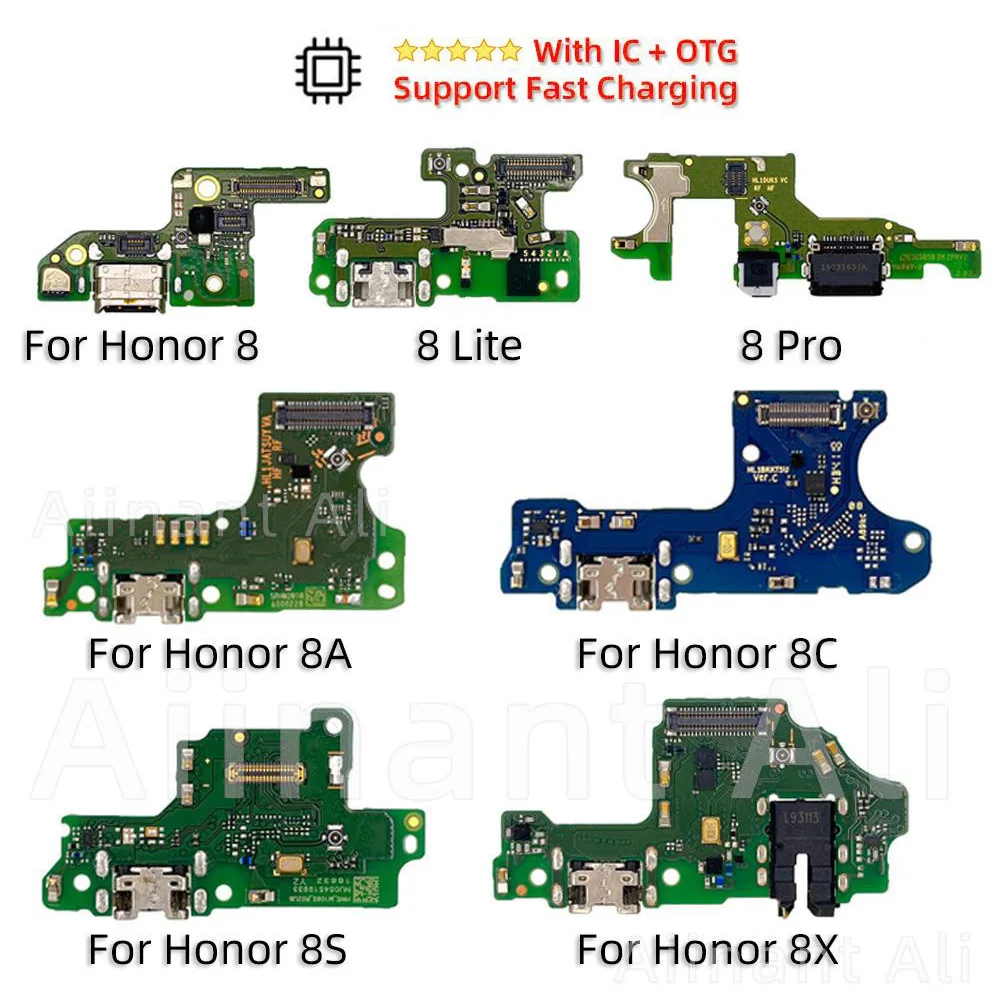 Aiinant For Huawei Honor 8 Lite Pro 8A 8C 8S 8X Max 2019 Dock USB Charger Board Connector Charging Port Flex Cable Phone Parts