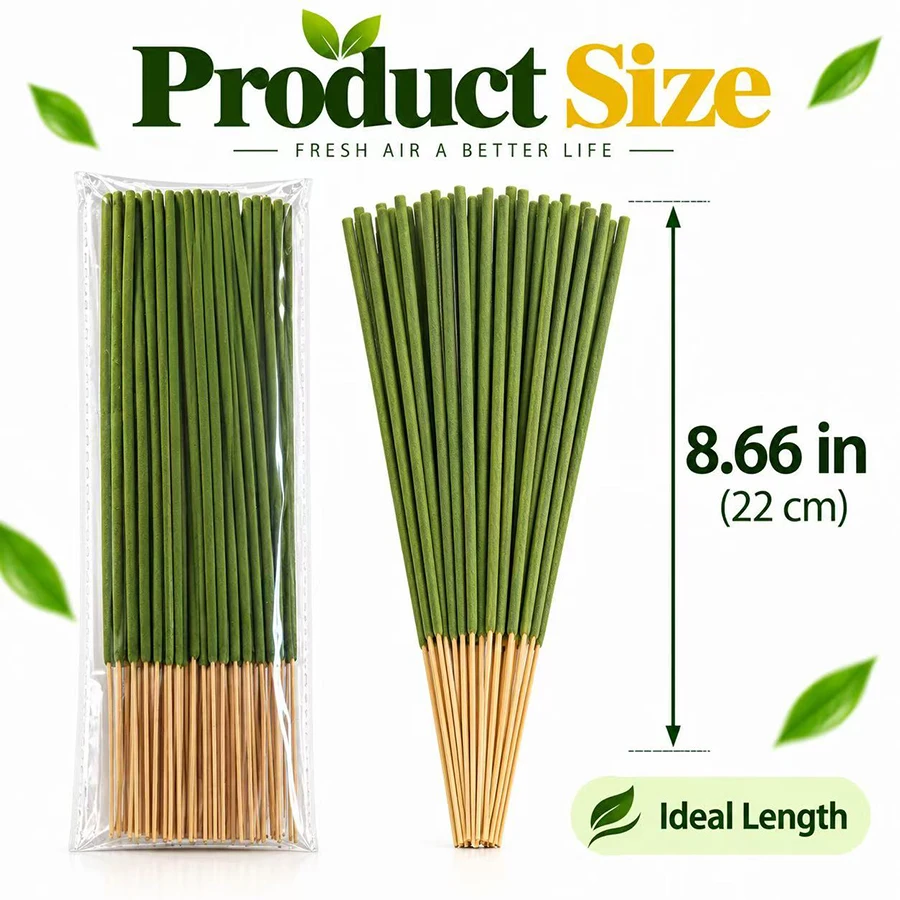 22cm Lemon Incense Sticks Low Smoke Charcoal Free Home Fragrance for Bedroom Study Meditation Relaxation