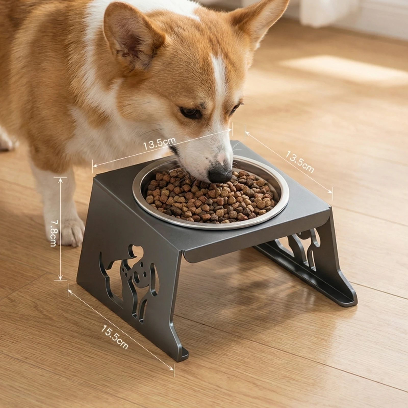 Foldable Cat Food Bowl Pet Food Bowl Stand with Cervical Spine Protection Pet Feeder with Stainless Bowl for Small Dogs