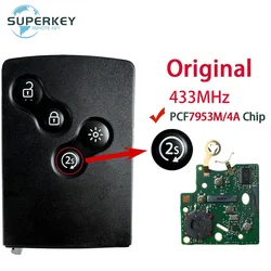 Original Key Remote Start Buttons For Renault Clio IV Captur Kadjar 2009 - 2017 PCF7953M 4A Chip 433 MHZ Keyless Smart Car Key