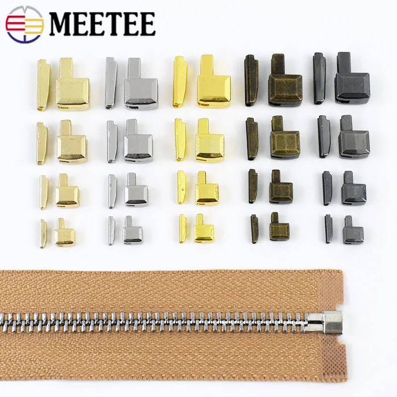 10-100Sets 3# 5# 8# 10# Metal Zipper Stopper Open-End Zip Bottom Retainer Bag Replacement Zips Tail Lock Clothes Zippers Repair