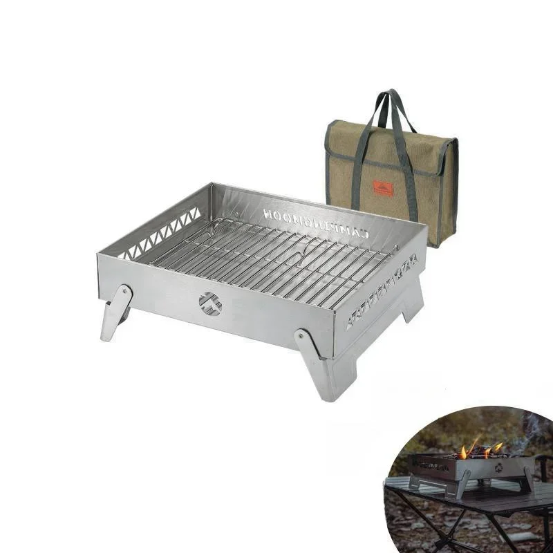 

Outdoor Stainless Steel Brazier Camping Barbecue Burning Stove Portable Folding Fire Heating Charcoal Stove New