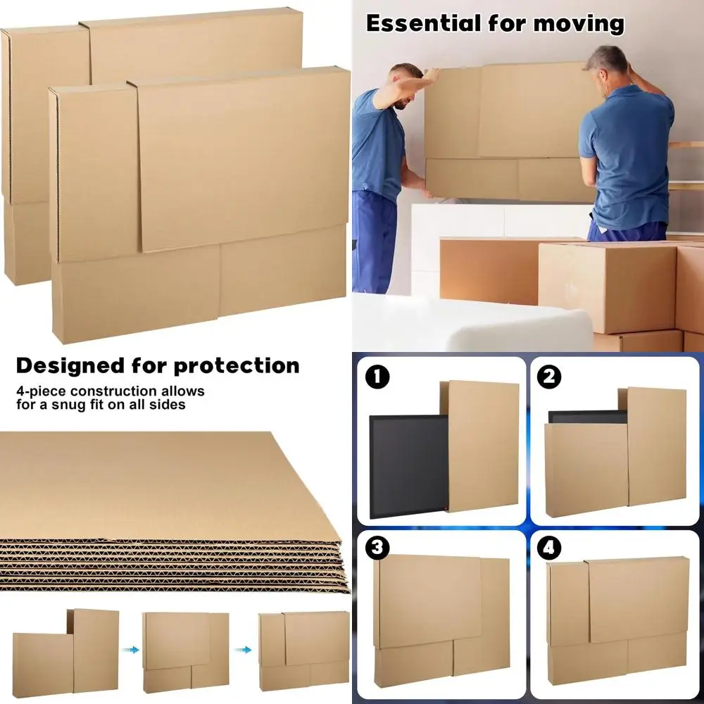 

Adjustable TV Moving Boxes for 62 Screens, Protective Cases for Flat Screen TVs, 2 Large Covers up to 40x60x4