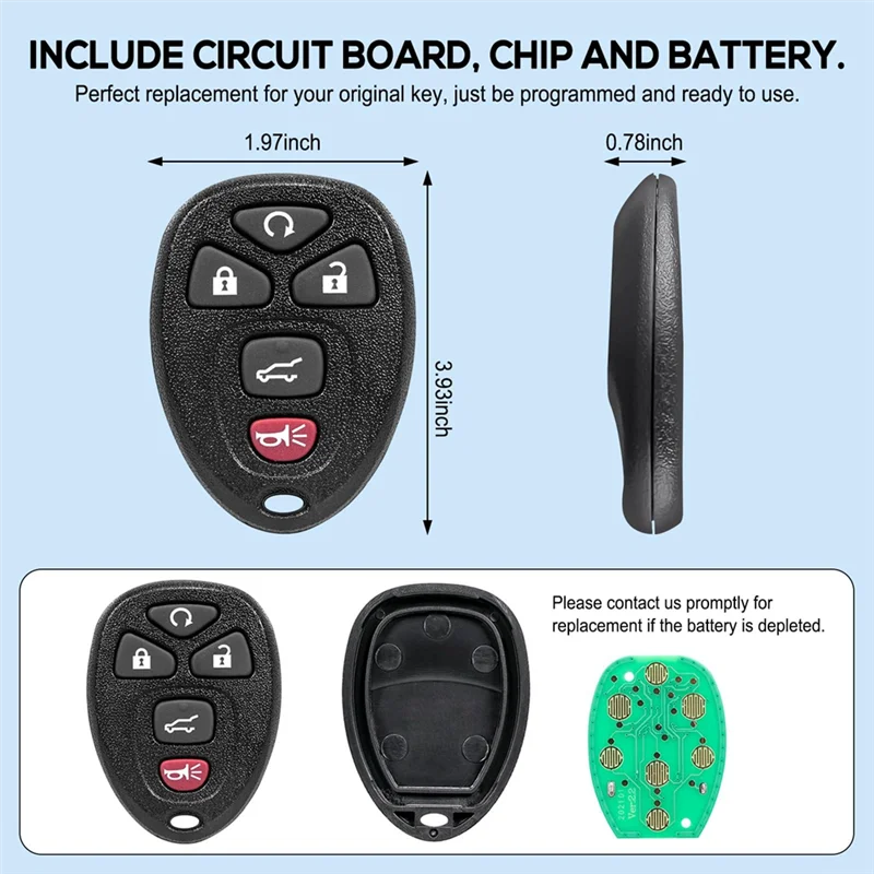 

Car Key Fob Keyless Entry For Chevy Traverse Tahoe Suburban GMC Acadia Yukon XL Buick Enclave Cadillac Escalade OUC60270-X67A
