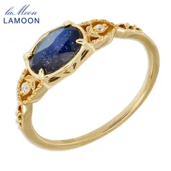 LAMOON Retro Natrual Lapis Labradorite Gemstone Ring For Women 925 Sterling Silver Gold Plated Fine Jewelry Romantic Night Sky