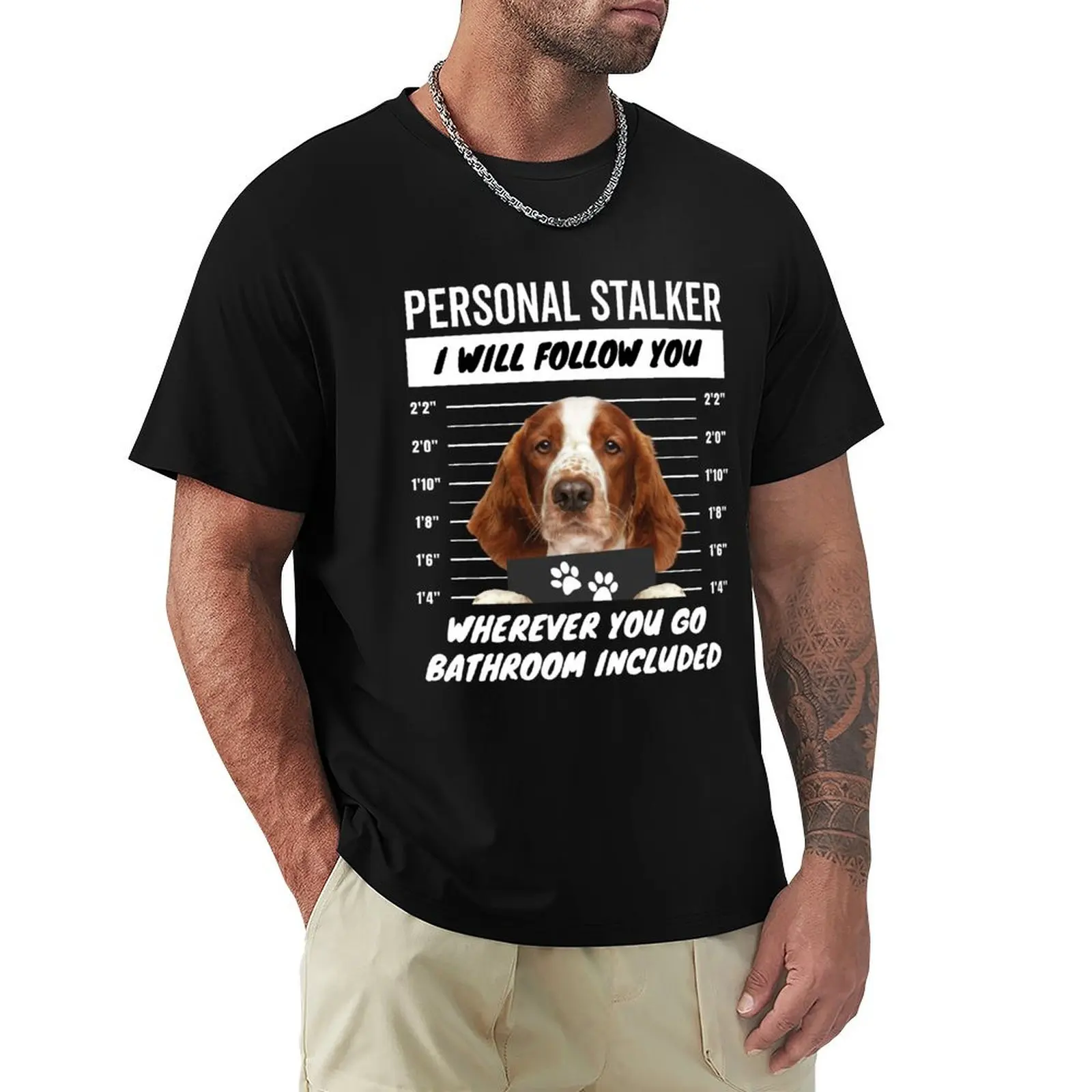 Personal Stalker Dog – Welsh Springer Spaniel T-Shirt Festive Simple T-Shirt