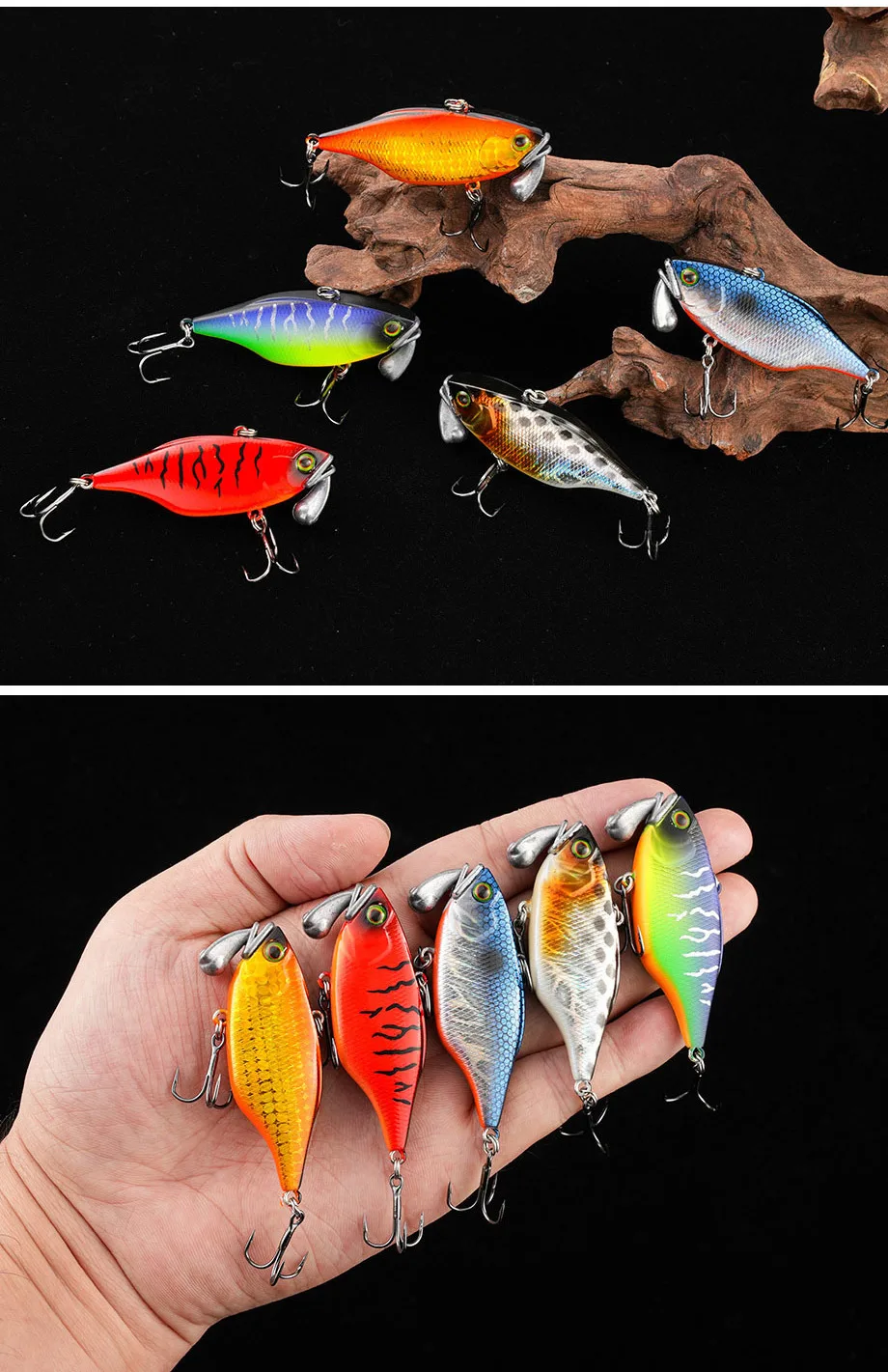 Sinkender VIB Fischköder 60mm 18g Jigkopf Vibrationsköder Weitwurf-Wobbler Schwimmköder Angelköder für Forelle Hecht Hundehaifisch – Detail 12
