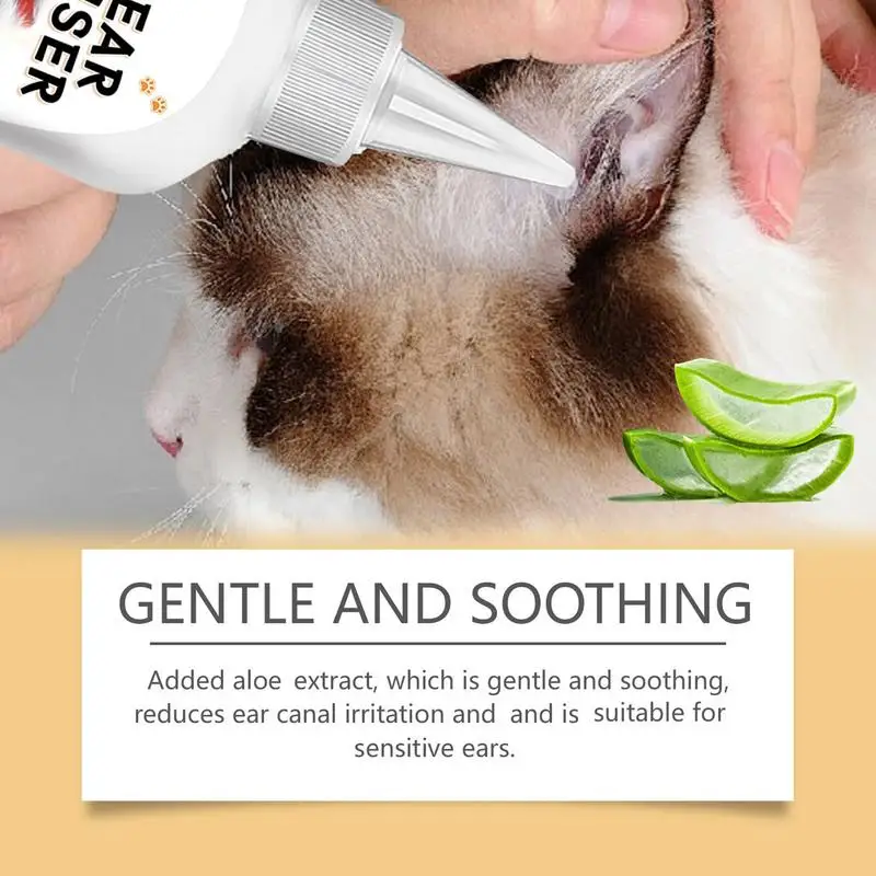 Pet Ear Cleaner Pet Ear Wax Wash Remover Drops Double Action Ear Cleaning Solution For Dogs Kitten Puppy Pets Small Dog