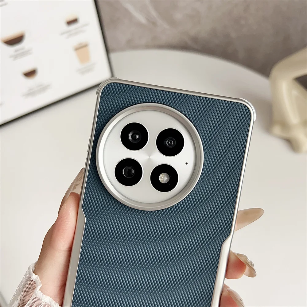 حافظة لهاتف Oneplus 13 أنيقة وبسيطة ذات نسيج ماسي وغطاء جلدي صديق للبشرة لهاتف Oneplus13 ممتص للصدمات Funda