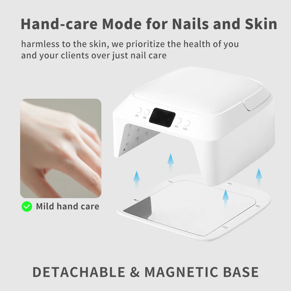 Lampada per unghie professionale a LED UV con bracciolo - Maniglia portatile di grande spazio Doppio display anteriore e posteriore Asciugatura rapida per smalto gel