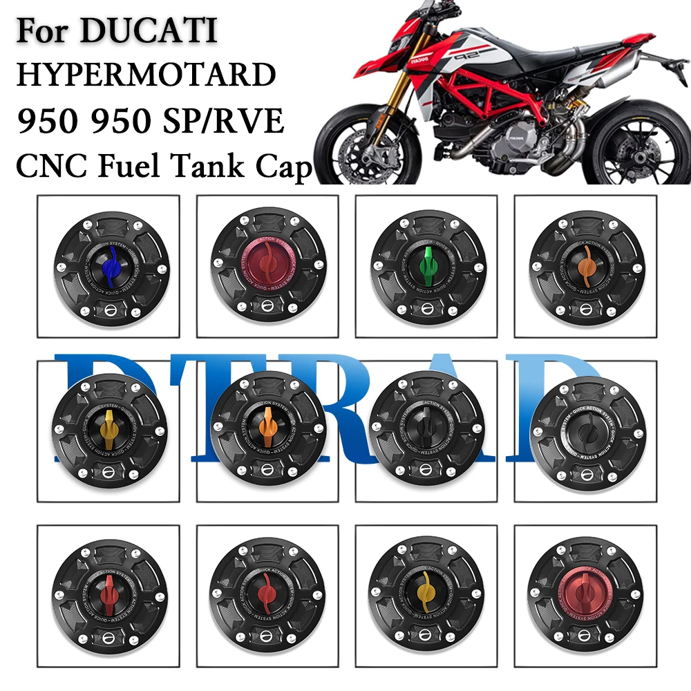 For Ducati Hypermotard 950/SP 2019-2023 950 RVE 2021-2023 Keyless CNC Aluminum Fuel Tank Cover Motorcycle Modification Parts