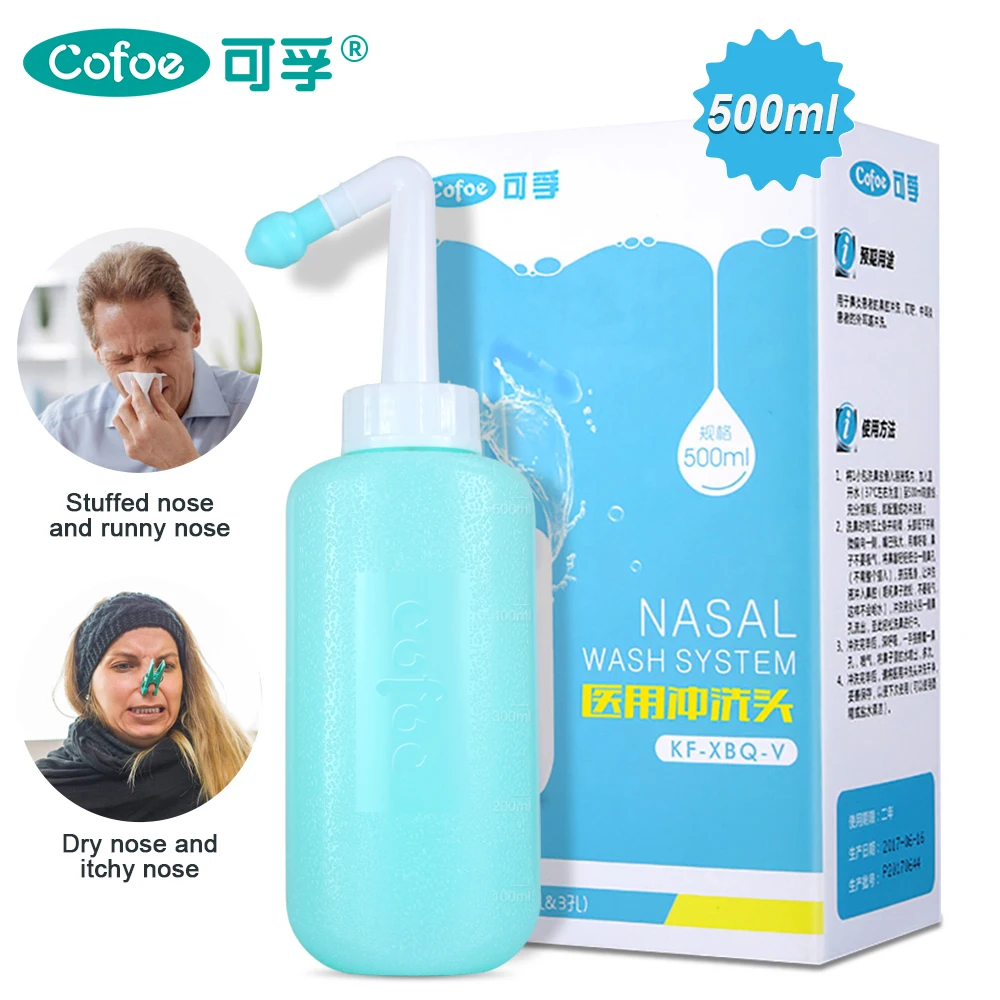 Cofoe 500Ml Neusreiniger Nasale Irrigatorspoeling Vermijd Allergische Rhinitis Neti Pot Nasale Irrigator Neus Wassen Volwassenen/Kinderen