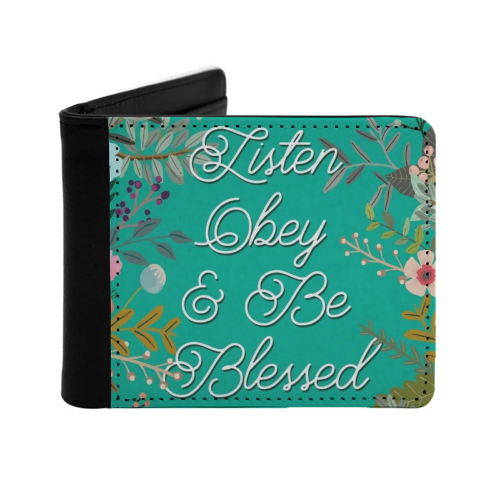 Listen And Be Blessed Men's Wallet Pu Leather Wallet Multifunction Credit Card Purse Listen And Be Blessed Jw Jw Arts And