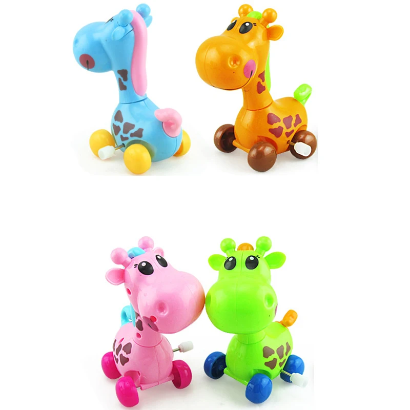 1Pcs Cartoon Animal Giraffe Clockwork Wind Up Baby Toys Running Head Tail Swing Classic Newborn toys for children Random Color
