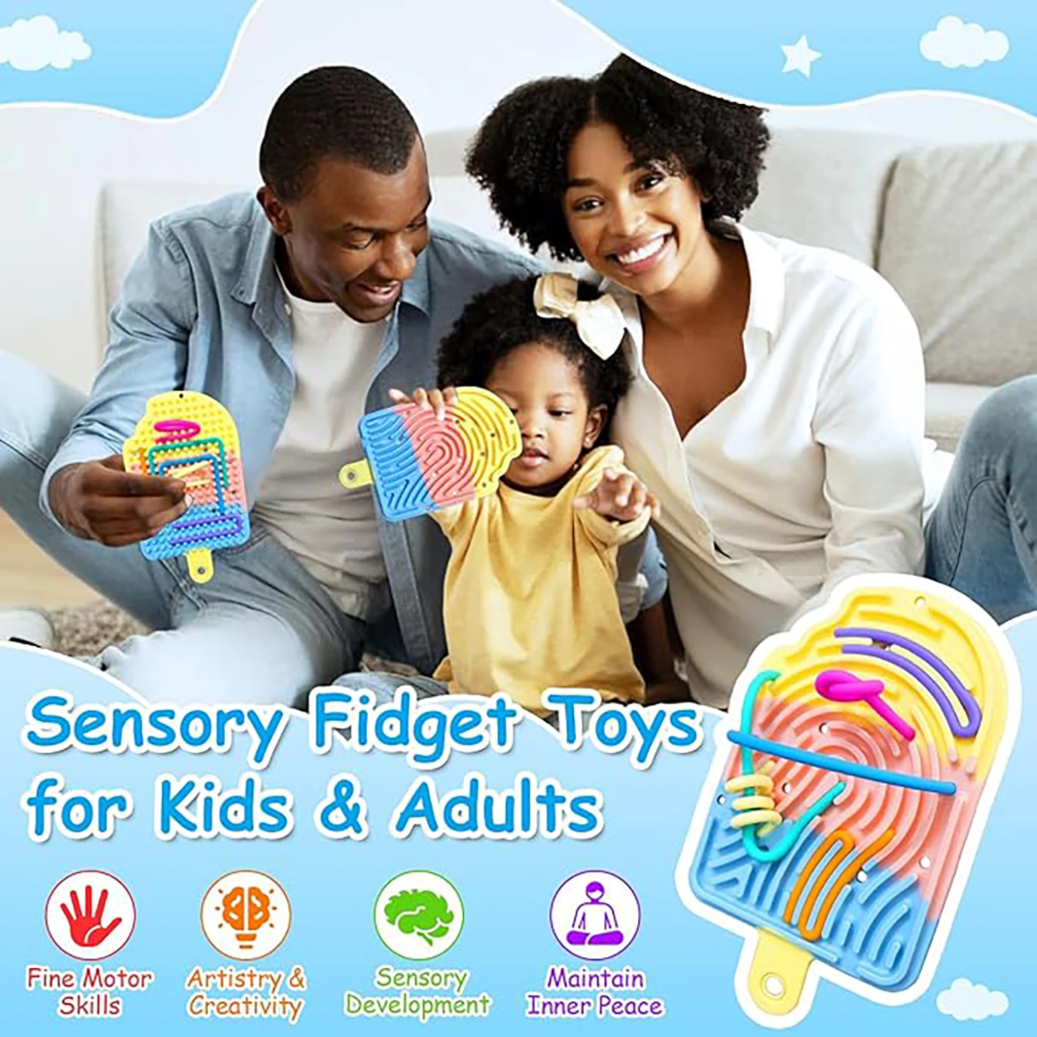 Fidget Toys Sensory Activity Board Puzzle Relieve Stress and Anxiety Training Silicone Sensory Toys