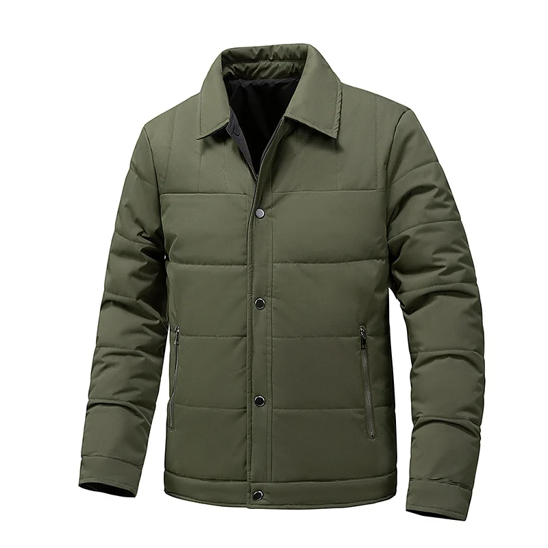 Men's Thickened Cotton-Padded Jacket with Lapels Fashionable Lightweight Warm Cold-Proof Double-Sided Autumn Winter Coat