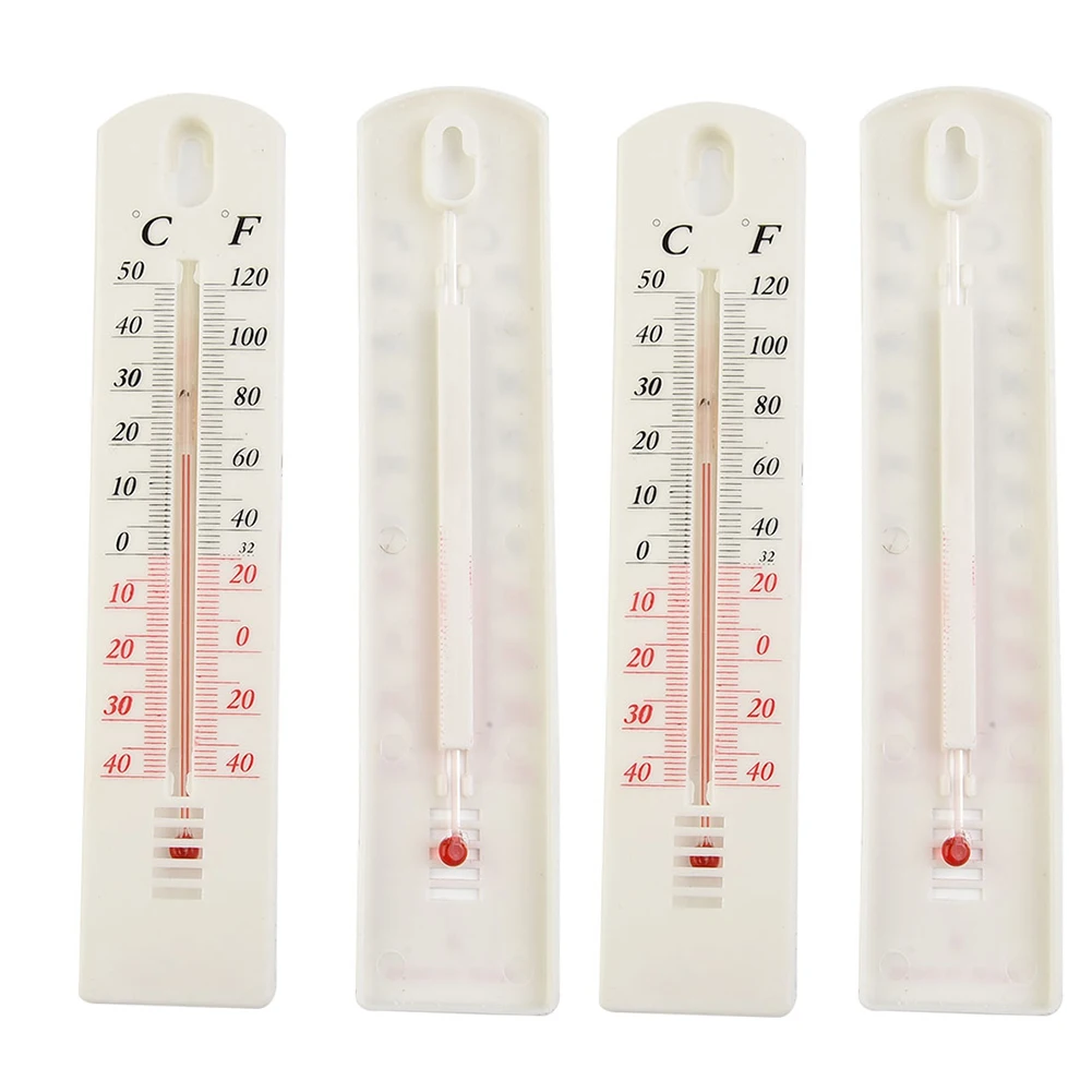 เทอร์โมมิเตอร์แขวนผนังเรือนกระจกแขวนอุณหภูมิ-50 ℃-+ 50 ℃ 195x40x6มม. 2ชิ้นในร่มและกลางแจ้งฤดูร้อน