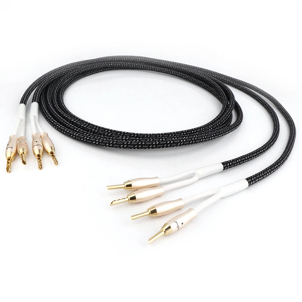 Paar OCC Versilberte Lautsprecherkabel mit 5µ Vergoldeten Bananensteckern für CD/HIFI-Systeme – Detail 6
