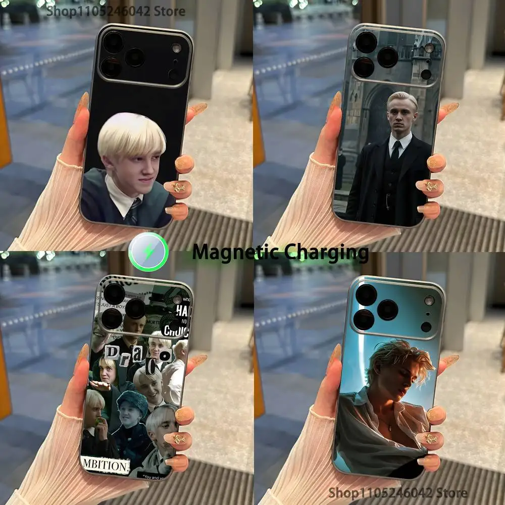 Чехол для телефона Actor D-Draco Malfoy для iPhone 17,16,15,14,13,12,11, Pro, Max, Plus, прозрачный серый, с магнитной беспроводной зарядкой