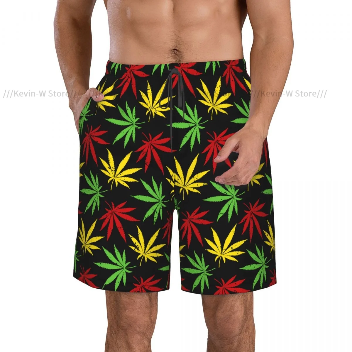 Mens Quick-drying Beachwear Rasta Leaves Swimsuit Men 2024 Bathing Suit Summer Men's Swimwear