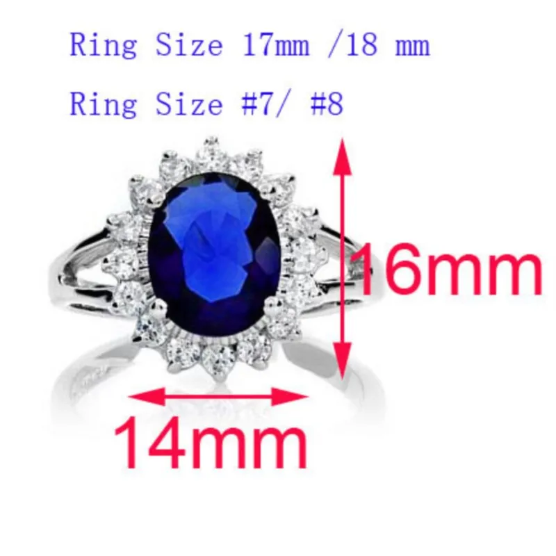 AAAA+ real zircon stone Royal Blue Ring William Kate Queen Crystal fashion jewelry dropshipping girl birthday gift quality lover