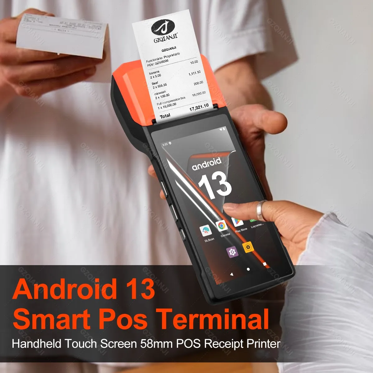 3G 4G Android 8.1 or 13 POS PDA Terminal Portable Thermal Receipt 58mm Comercial Printer Loyverse with Option NFC 1D 2D Scanner